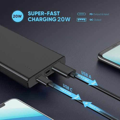 Imagen 3 de 4 de Batería Portátil My Bat Pro 10000mah 20w Color Negro