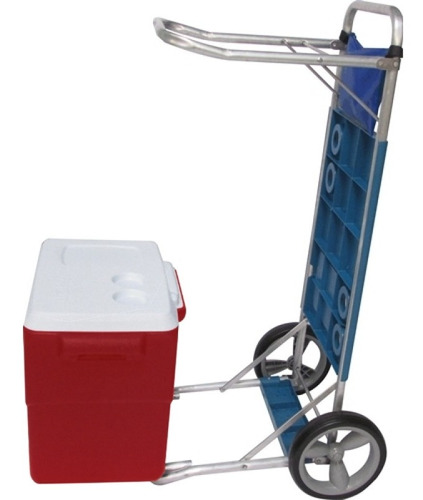 Caixa Térmica 45,4 L Coleman 48 Qt Vermelho E Carrinho Mor