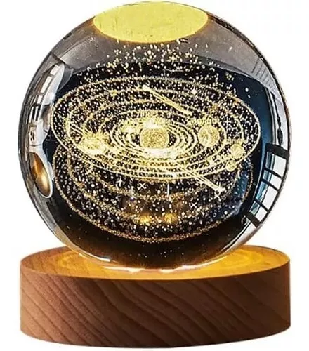 Luminária Bola Esfera Cristal De Mesa Planeta Terra Galáxia