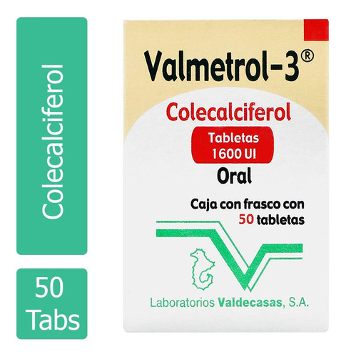 Valmetrol-3 1600 Ui Caja Con Frasco Con 50 Tabletas