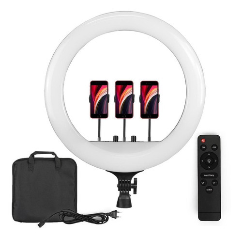 Ring Light 45cm Iluminador Para 3 Celular + Controle S/ Fio