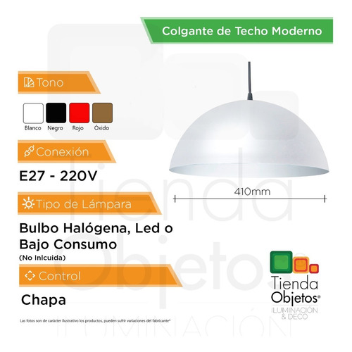 Imagen 4 de 8 de Pack X 2 Lampara Colgante Campana Grande 40cm Bell06 E27 Dec