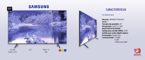 Televisor Samsung 50 Pulgadas Uhd 4k 50ru7100 Smart Tv