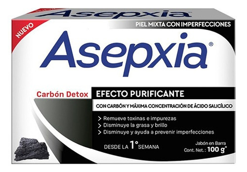 Asepxia - Jabon Carbon - Efecto Purificante - 100 G