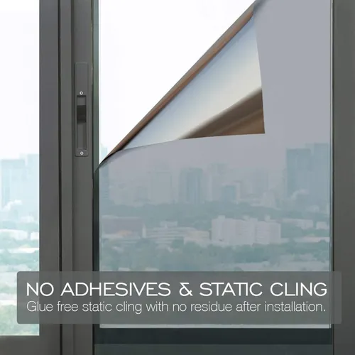 Película Reflectante De Privacidad Para Ventanas, Negra Y Pl