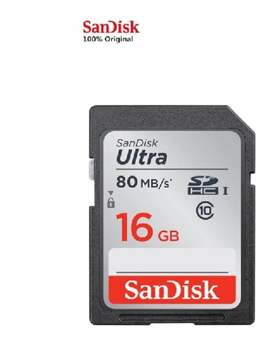 Cartão Memoria 16 Gbs Sdhc Ultra 80 Mbs Classe 10- Sandisk