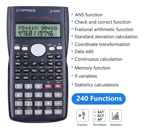 Splaks 2-line Engineering Scientific Calculator Led Displ...