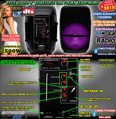 Bafle 8 Recargable Con Super Regalos Es Genial Vecctronica