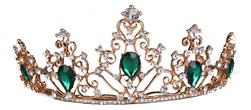 Diadema De Corona De Novia Verde Con Diamantes De Imitación