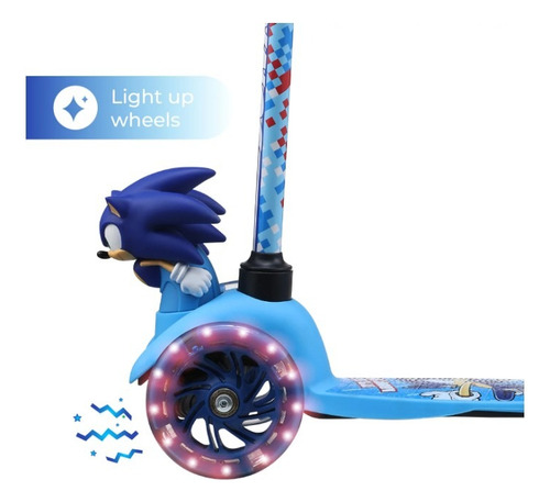 Patin Scooter Sonic 3 Ruedas Con Luces Led Color Azul / J Azul Sonic 3d