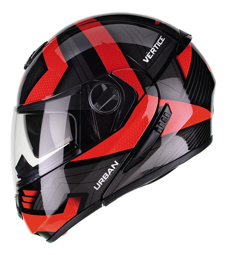 Capacete Peels U-rb 2 Vertice Preto/vermelho Modular Novo