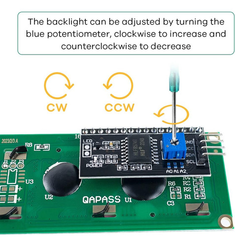 2 Piezas Display Lcd 16×2 Fondo Azu Con I2c