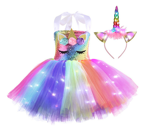 Vestido De Fiesta Infantil Con Diseño De Princesa Unicornio