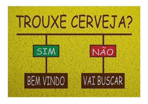 Tapete De Porta Não Trouxe Cerveja Sim Não Cor Amarelo Desenho do tecido Estampado
