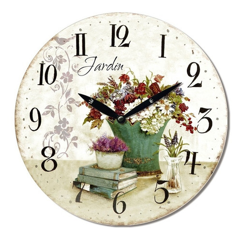 Reloj De Pared Mdf D28.8x3.5cm Floral Vintage