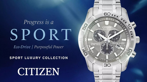 Reloj Citizen Ecodrive Cronógrafo Bl5450-54h Original Hombre Gris Gris Gris