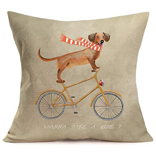 Lovely Animal Dog Throw Pillow Fundas De Algodón Y Lin...