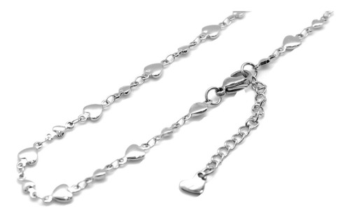 Imagen 9 de 9 de Tobillera Pulsera Mujer Corazones Pie Tobillo Acero Plateado