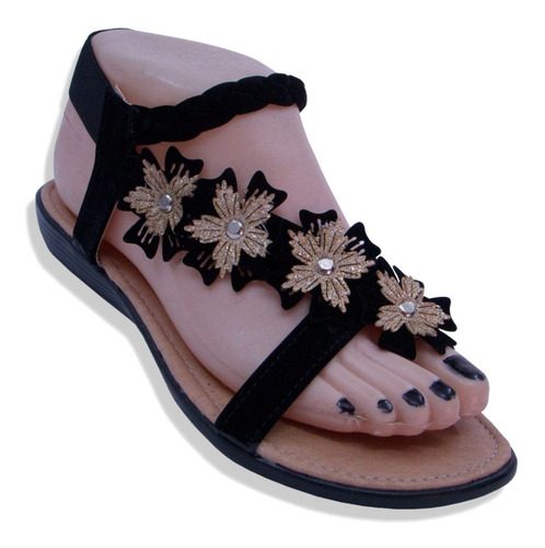 Imagen 1 de 6 de Huarache Sandalia Flores Diagonal Suave Artesanal Dedo
