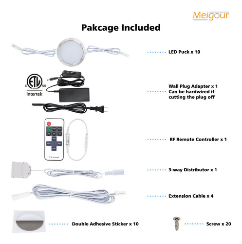 Kit De Luces Led Regulables Para Debajo Del Gabinete