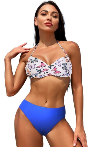 Bikini Traje De Baño Mujer Playa Impresión Halter Sexy