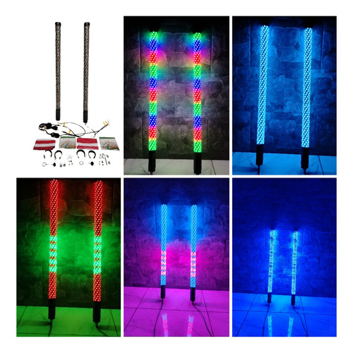 Antenas Gemelas Bazookas 90 Cm Rgb Bluetooth Y Control Remot
