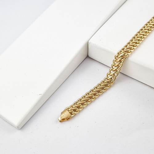 Conjunto Lacraia Colar 60 Cm E Pulseira 21 Cm7.4 Ouro 18k