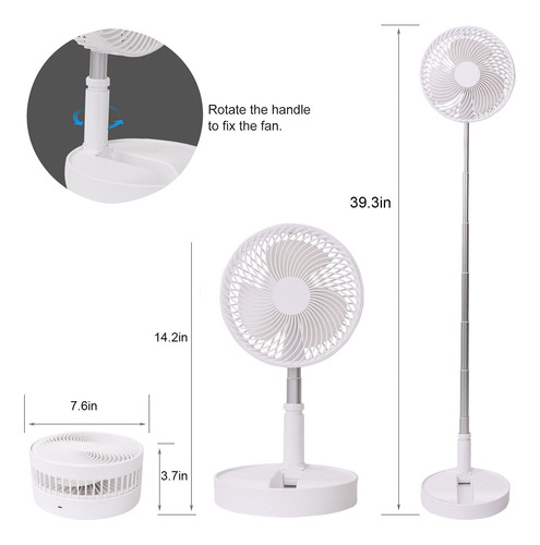 Ventilador De Escritorio Portátil Plegable Con Control Remot