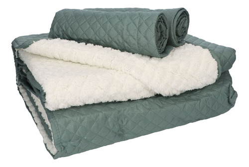 Quilt Andes Sherpa Liso Verde 2 Plazas