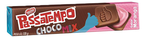 Biscoito Chocolate Recheio Morango Passatempo Choco Mix Pacote 130g