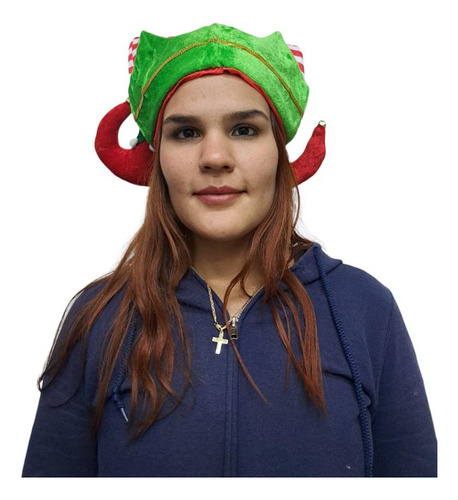 Gorro Pies Duende Santa Claus Navideño Navidad Para Adulto Color Rojo/verde