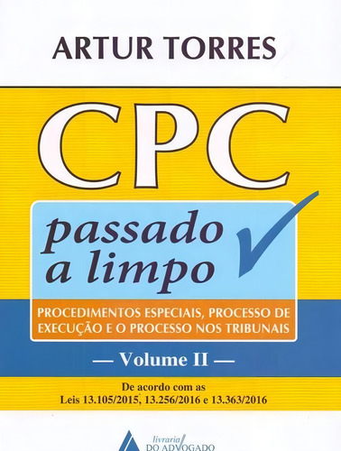 Cpc Passado A Limpo - Vol.02 - 01ed/18, De Torres, Artur. Editora Livraria Do Advogado Editora, Capa Mole Em Português