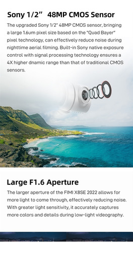 Fimi-dron X8 Se 2022 V2 4k 10km Cámara De 3 Ejes, Cardán