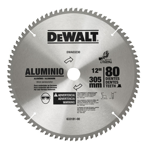 Disco Sierra Para Aluminio 12  X 80 Dientes Dwa03230 Dewalt