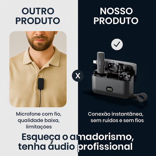 Microfone De Lapela Duplo Anti Ruído Sem Fio Redondo Premium