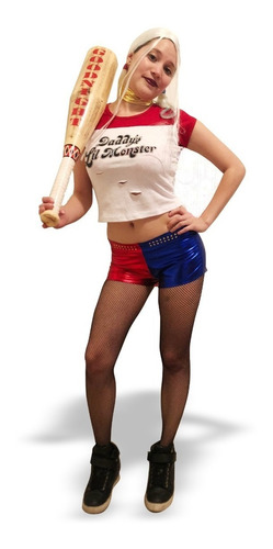 Disfraz Harley Quinn Sexy Mujer Con Accesorios Halloween