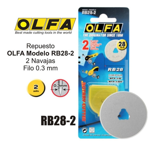 Olfa Repuesto Navaja Modelo Rb28-2 Con 2 Piezas
