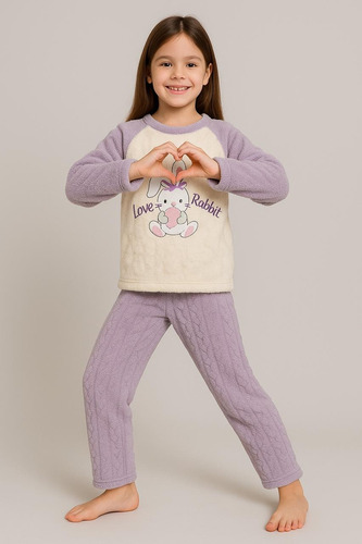 Pijama Cálida Y Suave Pijama Polar Texturizada Niña