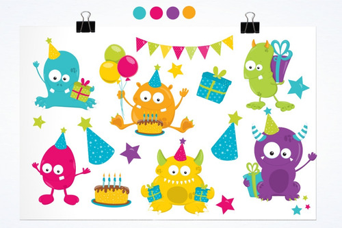 Kit Imágenes Digitales Cumpleaños Monstruos 379587