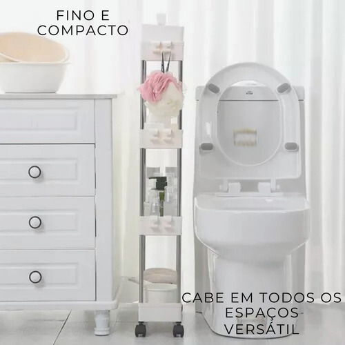 Organizador Móvel 4 Prateleiras P/ Diversos Itens C/ Rodinha