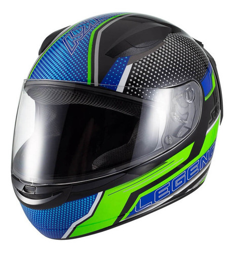 Capacete Sky Two Legends Preto Brilho Transf Verde Desenho Solid Tamanho do capacete 62