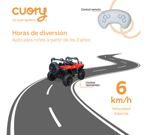 Coche Camioneta Eléctrica Estilo 4x4 Todo Terreno Aux Usb Color Rojo