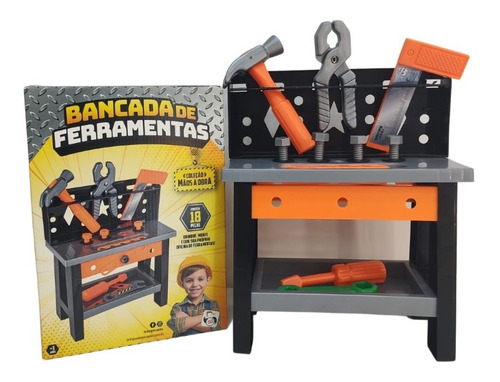 Kit Ferramentas Com Bancada E Furadeira Elétrica Infantil