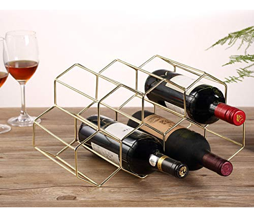 Buruis 7 Botellas De Metal Wine Rack Countertop Freestand Wi