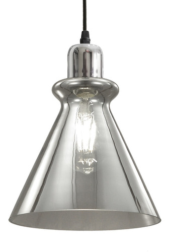 Colgante Vintage Vidrio Fume Plata Moderno M47 Led Cuo Mks