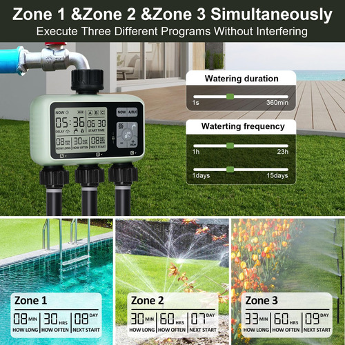 Temporizador De Riego 3 Zonas Marca Xyz Modelo Abc123 Verde