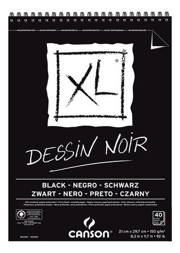 Xl® Black Dessin Noir Canson  Block De Dibujo A4 21 X 29.7