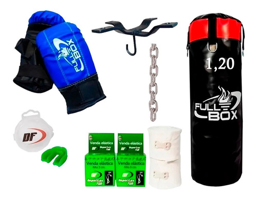 Imagen 2 de 3 de Bolsa Boxeo 1,20 + Guantin + Venda + Soporte + Otros Df