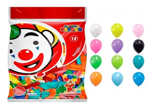 Globos Colores Surtidos N.9 Bolsa 100 Piezas Marca Payaso