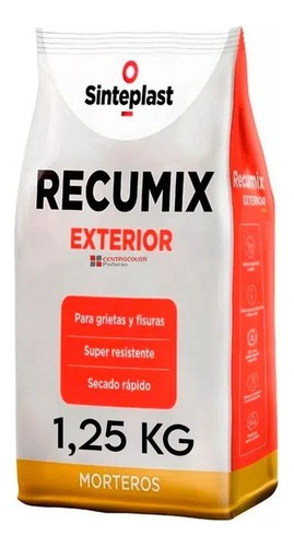 Cemento Mezcla Repara Superficies Exterior Recumix 1.25 Kg